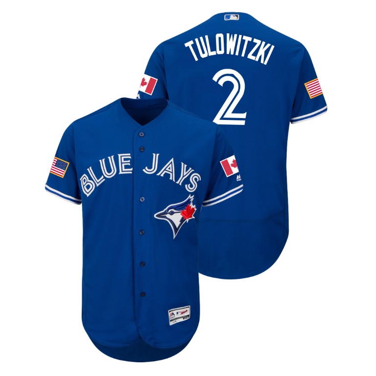 Toronto Blue Jays Royal #2 Troy Tulowitzki 2018 Stars & Stripes Flex Base Jersey Toronto Blue Jays Royal #2 Troy Tulowitzki 2018 Stars & Stripes Flex Base Jersey