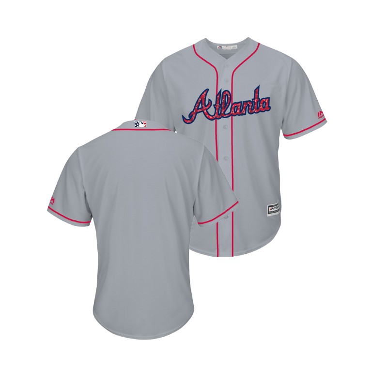 Atlanta Braves Gray 2018 Stars & Stripes Cool Base Jersey Atlanta Braves Gray 2018 Stars & Stripes Cool Base Jersey