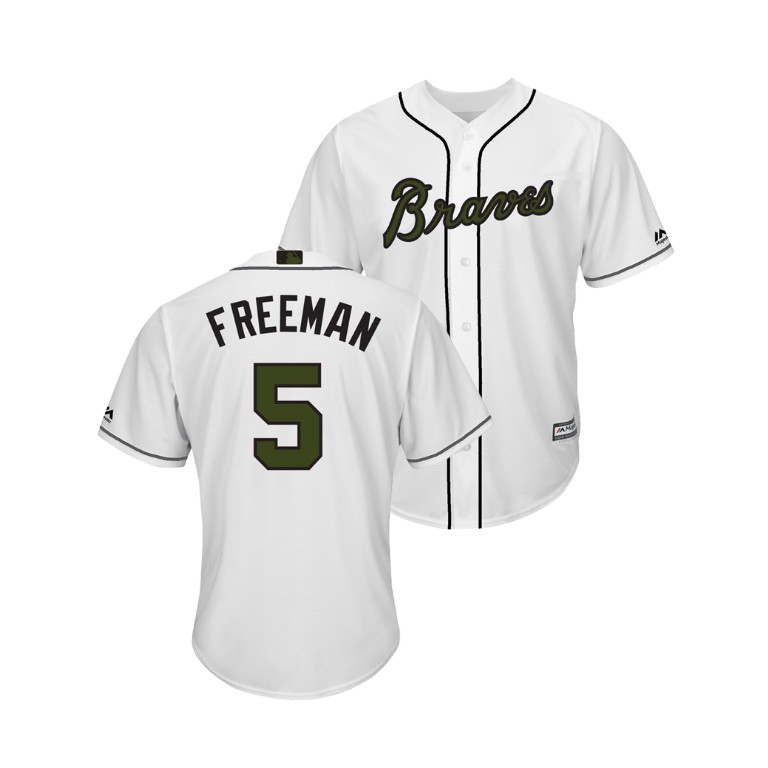 Atlanta Braves White #5 Freddie Freeman Cool Base Jersey 2018 Memorial Day