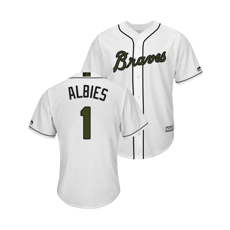 Atlanta Braves White #1 Ozzie Albies Cool Base Jersey 2018 Memorial Day Atlanta Braves White #1 Ozzie Albies Cool Base Jersey 2018 Memorial Day