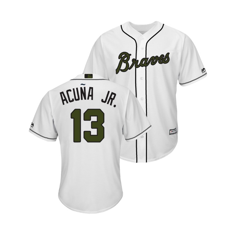 Atlanta Braves White #13 Ronald Acuna Jr. Cool Base Jersey 2018 Memorial Day Atlanta Braves White #13 Ronald Acuna Jr. Cool Base Jersey 2018 Memorial Day