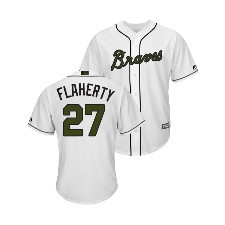 Atlanta Braves White #27 Ryan Flaherty Cool Base Jersey 2018 Memorial Day