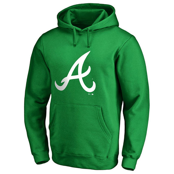 Atlanta Braves Kelly Green St. Patrick's Day White Logo Pullover Hoodie Atlanta Braves Kelly Green St. Patrick's Day White Logo Pullover Hoodie
