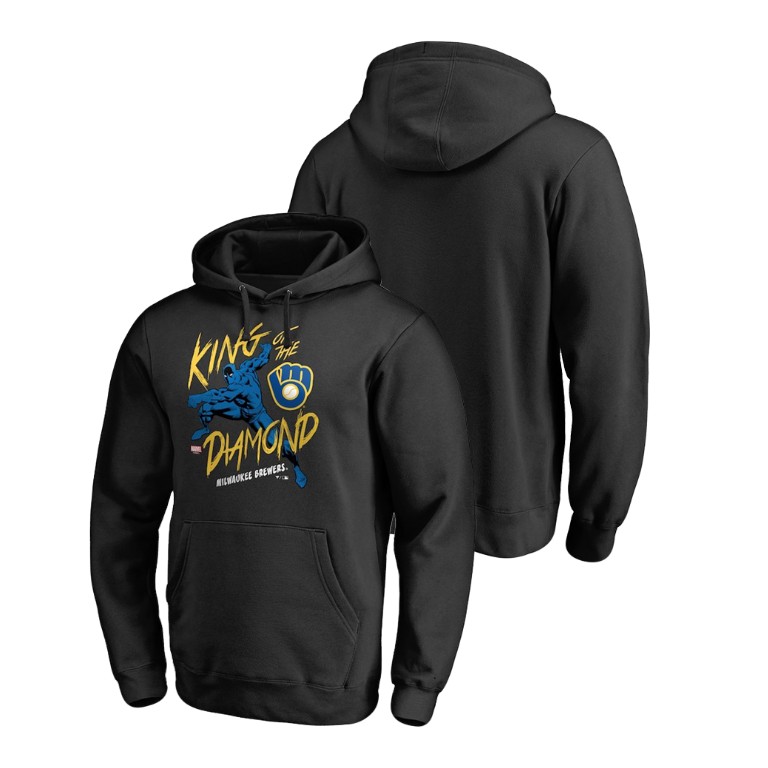 Milwaukee Brewers Marvel Black Panther Black King of the Diamond Hoodie