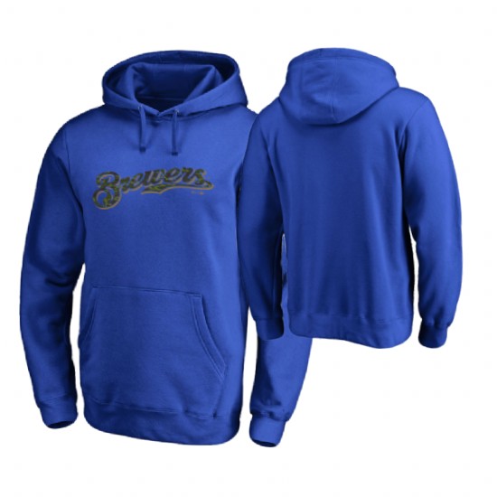 Milwaukee Brewers Big & Tall Blue Memorial Wordmark Hoodie