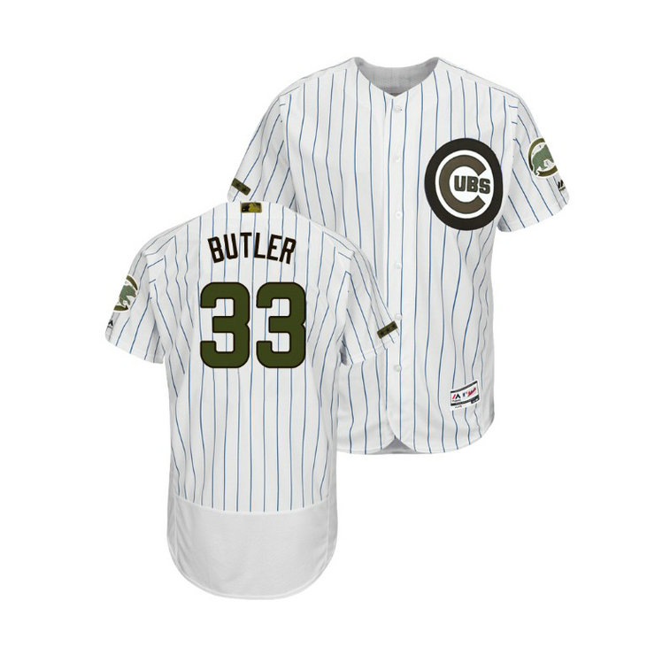 Chicago Cubs White #33 Eddie Butler Flex Base Jersey 2018 Memorial Day