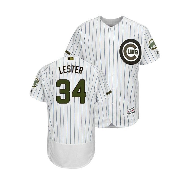Chicago Cubs White #34 Jon Lester Flex Base Jersey 2018 Memorial Day