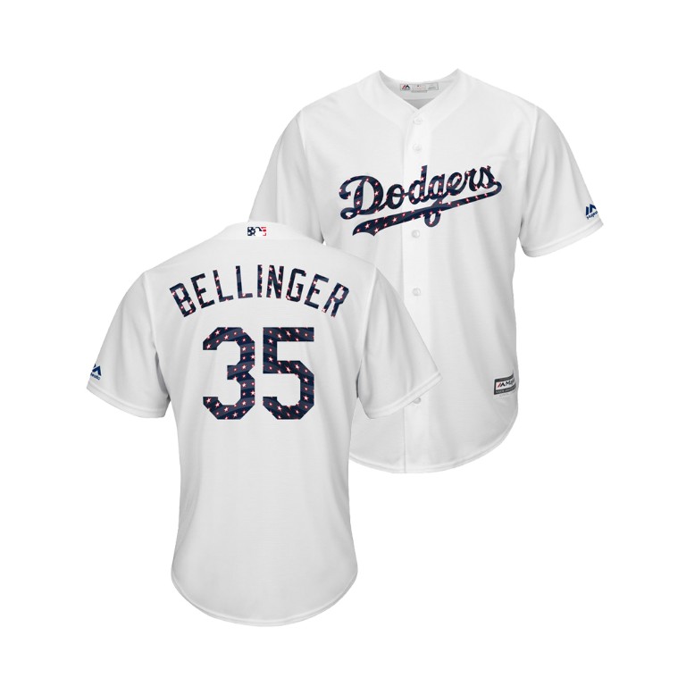 Los Angeles Dodgers White #35 Cody Bellinger 2018 Stars & Stripes Cool Base Jersey