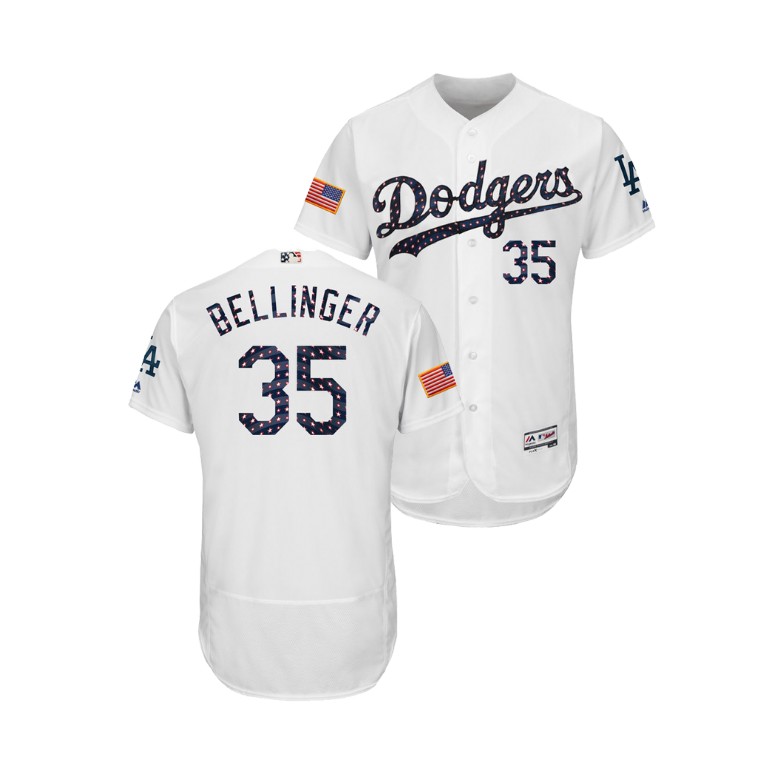 Los Angeles Dodgers White #35 Cody Bellinger 2018 Stars & Stripes Flex Base Jersey