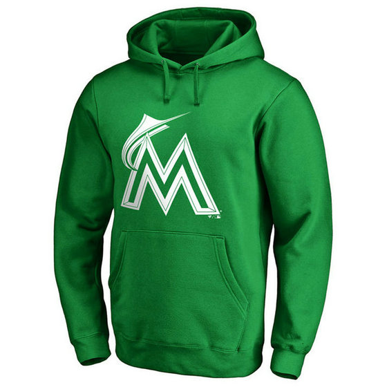 Miami Marlins Kelly Green St. Patrick's Day White Logo Pullover Hoodie Miami Marlins Kelly Green St. Patrick's Day White Logo Pullover Hoodie