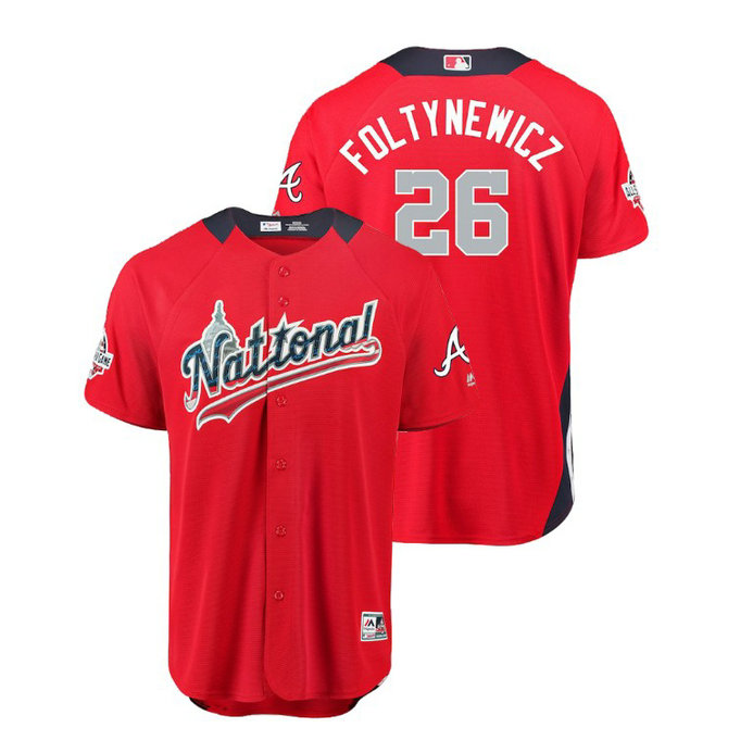 National League #26 Mike Foltynewicz Home 2018 MLB All-Star Red Run Derby Jersey
