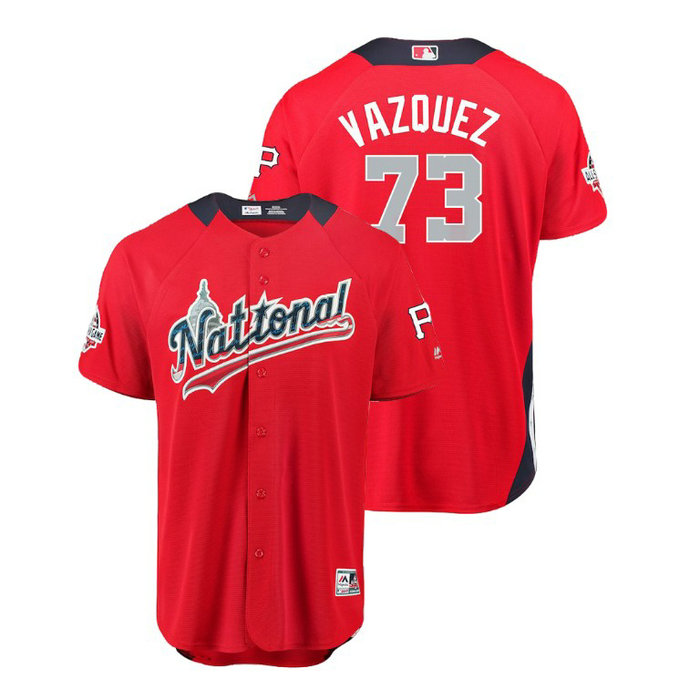 National League #73 Felipe Vazquez Home 2018 MLB All-Star Red Run Derby Jersey