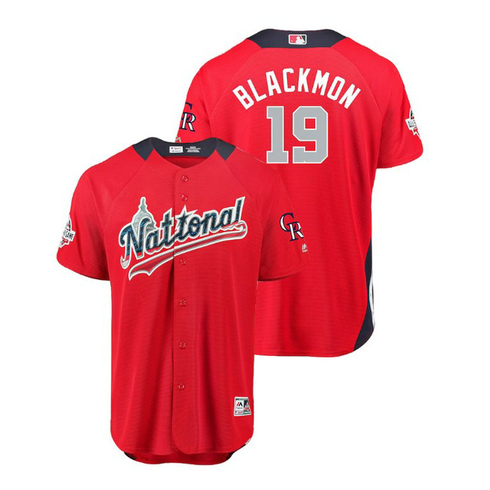 National League #19 Charlie Blackmon Home 2018 MLB All-Star Red Run Derby Jersey