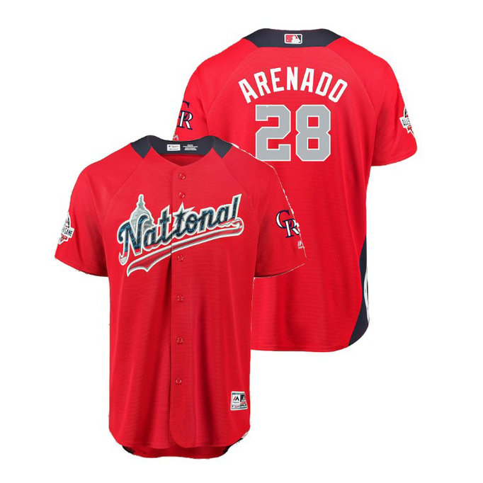 National League #28 Nolan Arenado Home 2018 MLB All-Star Red Run Derby Jersey