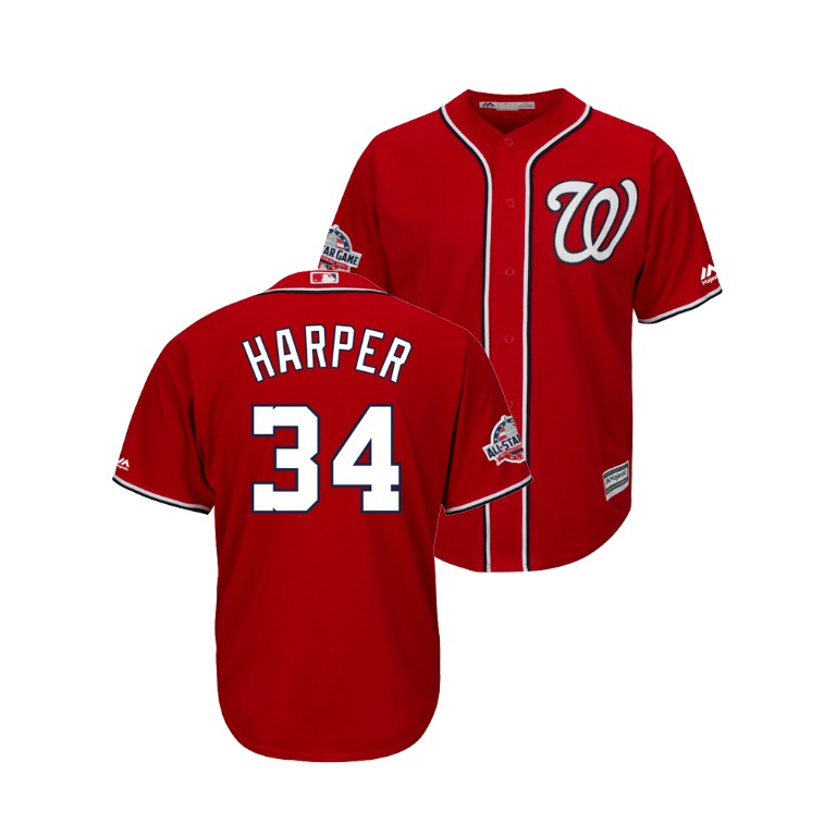 Washington Nationals Scarlet #34 Bryce Harper Cool Base Jersey 2018 All-Star Game Washington Nationals Scarlet #34 Bryce Harper Cool Base Jersey 2018 All-Star Game