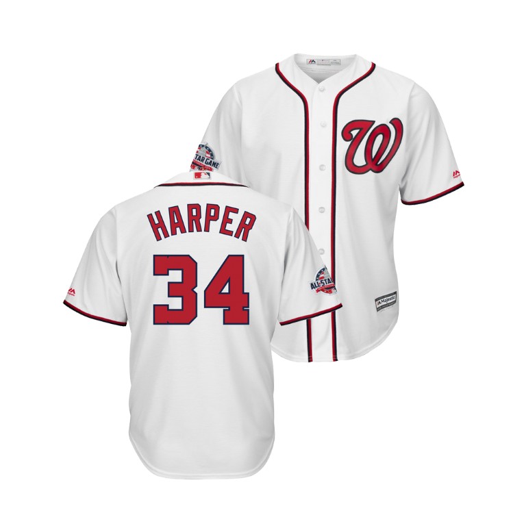 Washington Nationals White #34 Bryce Harper Cool Base Jersey 2018 All-Star Game Washington Nationals White #34 Bryce Harper Cool Base Jersey 2018 All-Star Game