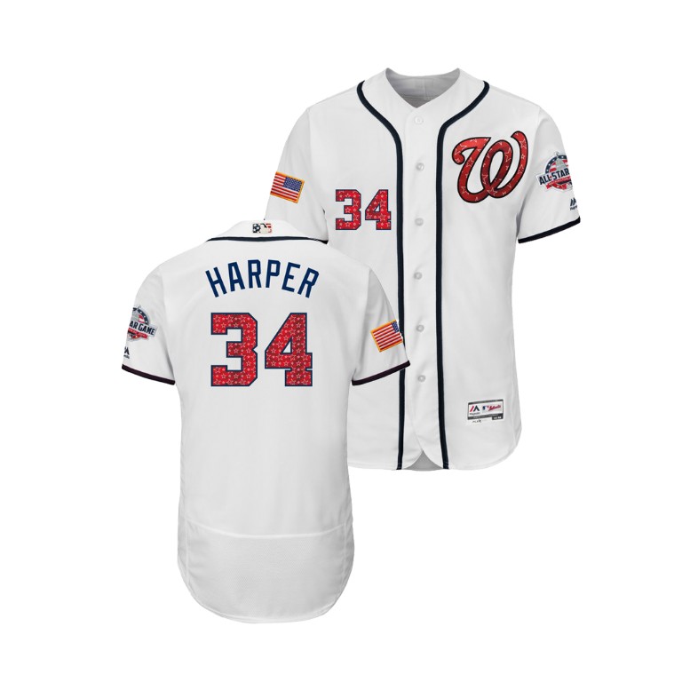 Washington Nationals White #34 Bryce Harper 2018 Stars & Stripes Flex Base Jersey Washington Nationals White #34 Bryce Harper 2018 Stars & Stripes Flex Base Jersey
