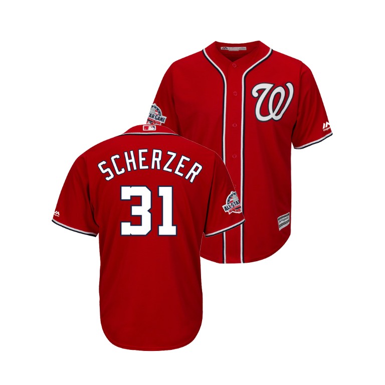 Washington Nationals Scarlet #31 Max Scherzer Cool Base Jersey 2018 All-Star Game Washington Nationals Scarlet #31 Max Scherzer Cool Base Jersey 2018 All-Star Game