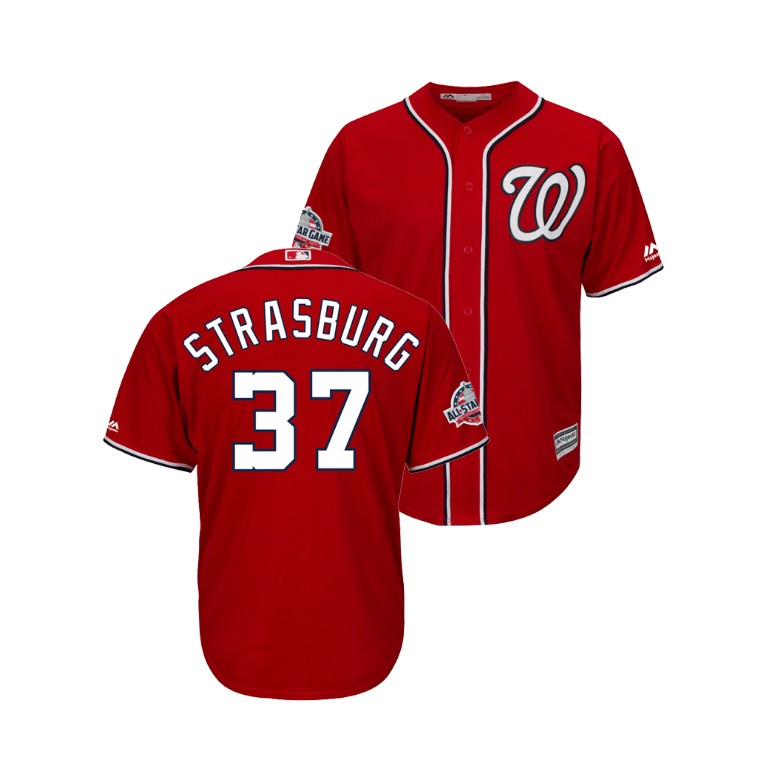Washington Nationals Scarlet #37 Stephen Strasburg Cool Base Jersey 2018 All-Star Game Washington Nationals Scarlet #37 Stephen Strasburg Cool Base Jersey 2018 All-Star Game
