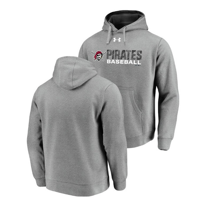 Pittsburgh Pirates Under Armour Heathered Gray Commitment Stack Hoodie Pittsburgh Pirates Under Armour Heathered Gray Commitment Stack Hoodie