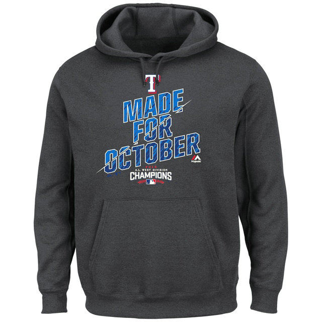 Rangers 2016 AL West Champions Charcoal Made for October Hoodie Rangers 2016 AL West Champions Charcoal Made for October Hoodie