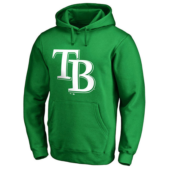 Tampa Bay Rays Kelly Green St. Patrick's Day White Logo Pullover Hoodie