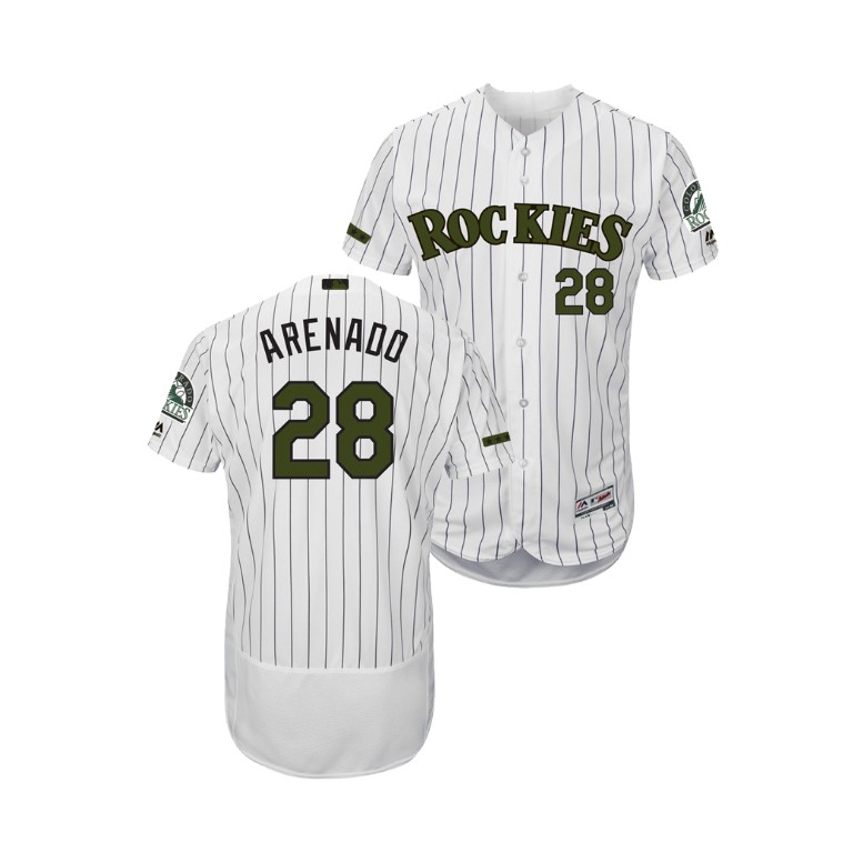 Colorado Rockies White #28 Nolan Arenado Flex Base Jersey 2018 Memorial Day Colorado Rockies White #28 Nolan Arenado Flex Base Jersey 2018 Memorial Day