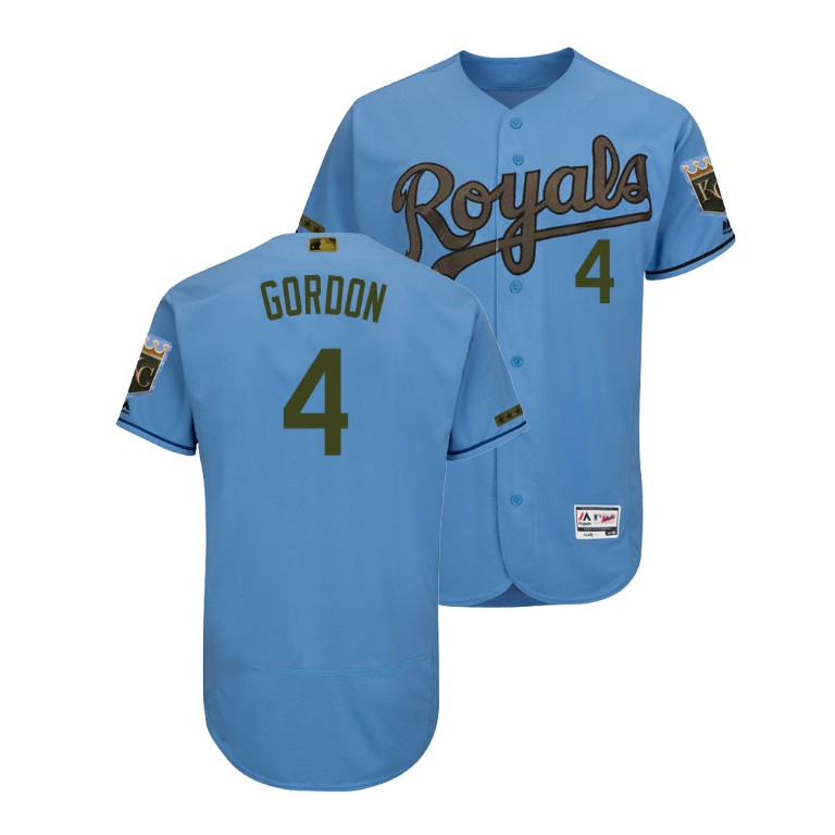 Kansas City Royals Light Blue #4 Alex Gordon Flex Base Jersey 2018 Memorial Day Kansas City Royals Light Blue #4 Alex Gordon Flex Base Jersey 2018 Memorial Day
