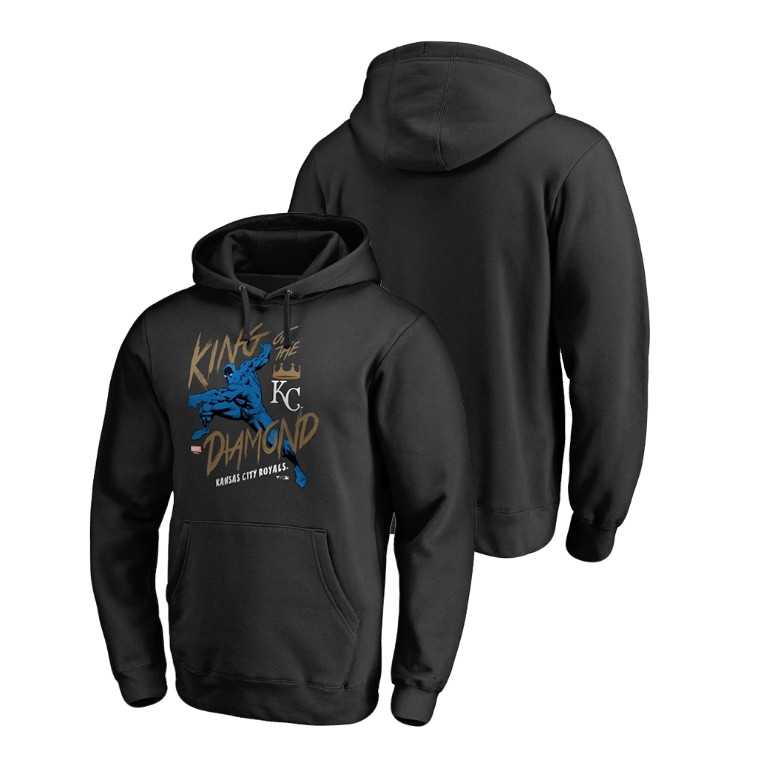 Kansas City Royals Marvel Black Panther Black King of the Diamond Hoodie Kansas City Royals Marvel Black Panther Black King of the Diamond Hoodie