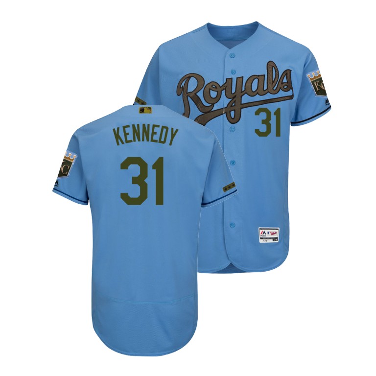 Kansas City Royals Light Blue #31 Ian Kennedy Flex Base Jersey 2018 Memorial Day