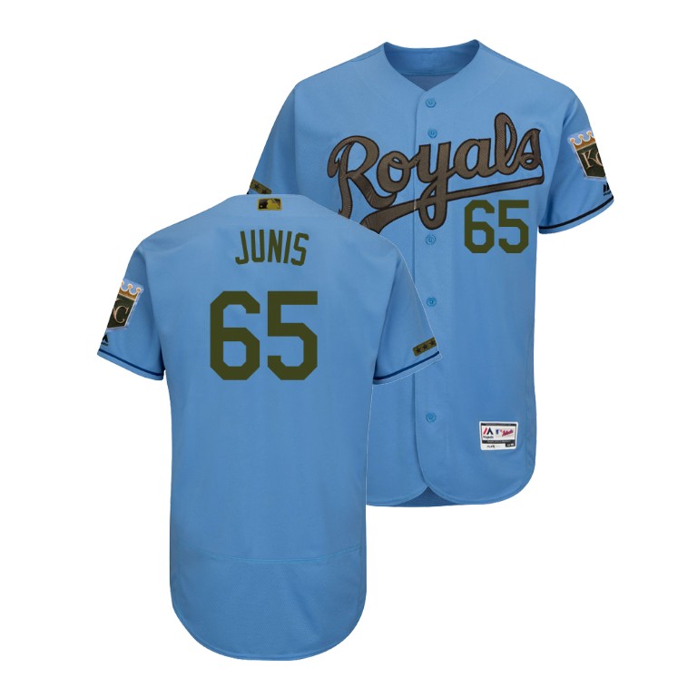 Kansas City Royals Light Blue #65 Jakob Junis Flex Base Jersey 2018 Memorial Day