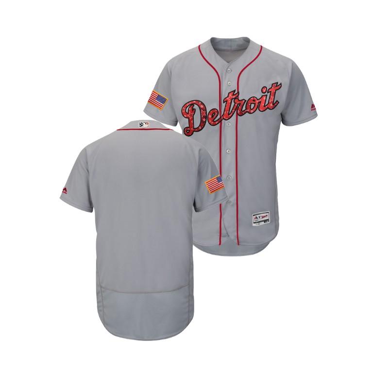 Detroit Tigers Gray 2018 Stars & Stripes Flex Base Jersey