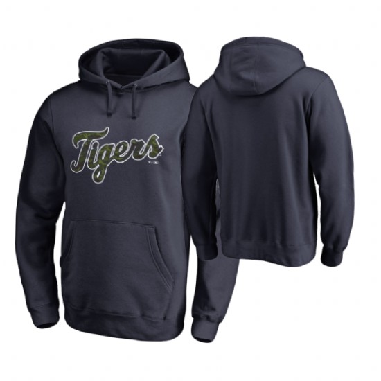 Detroit Tigers Big & Tall Navy Memorial Wordmark Hoodie