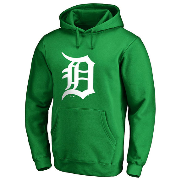 Detroit Tigers Kelly Green St. Patrick's Day White Logo Pullover Hoodie Detroit Tigers Kelly Green St. Patrick's Day White Logo Pullover Hoodie