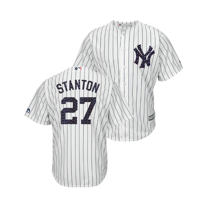 New York Yankees White #27 Giancarlo Stanton 2018 Stars & Stripes Cool Base Jersey New York Yankees White #27 Giancarlo Stanton 2018 Stars & Stripes Cool Base Jersey