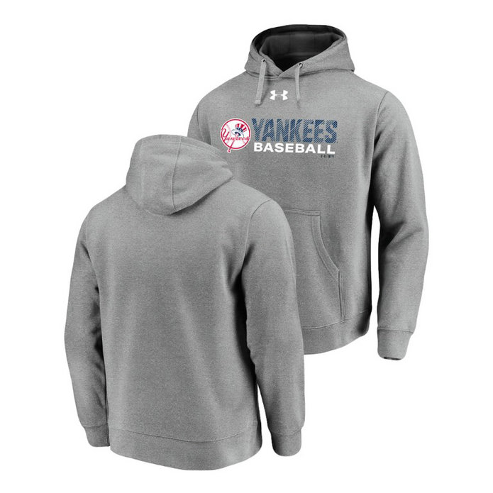 New York Yankees Under Armour Heathered Gray Commitment Stack Hoodie New York Yankees Under Armour Heathered Gray Commitment Stack Hoodie