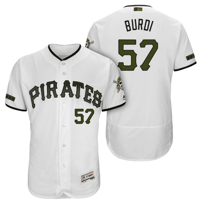 Pittsburgh Pirates #57 Nick Burdi White 2018 Home Alternate Authentic Collection Flex Base Jersey Pittsburgh Pirates #57 Nick Burdi White 2018 Home Alternate Authentic Collection Flex Base Jersey