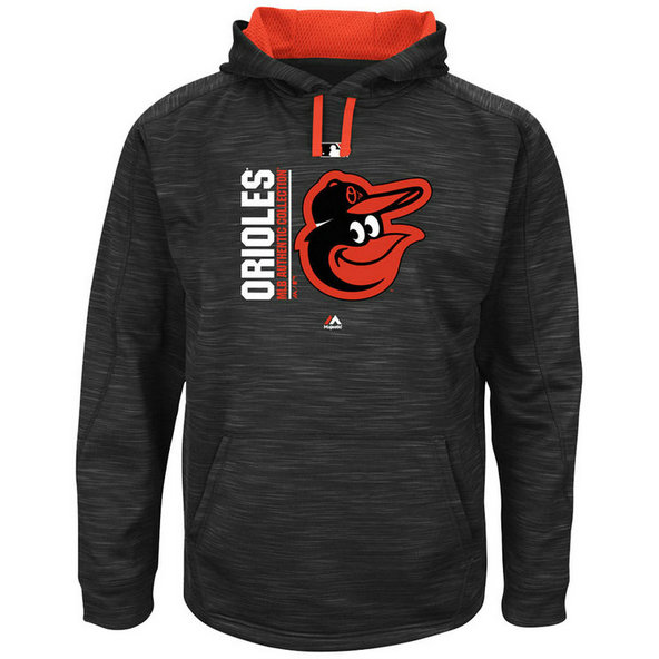 Orioles Authentic Collection Team Icon Streak Fleece Black Pullover Hoodie