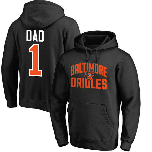 Baltimore Orioles Father's Day Black #1 Dad Player Pullover Hoodie