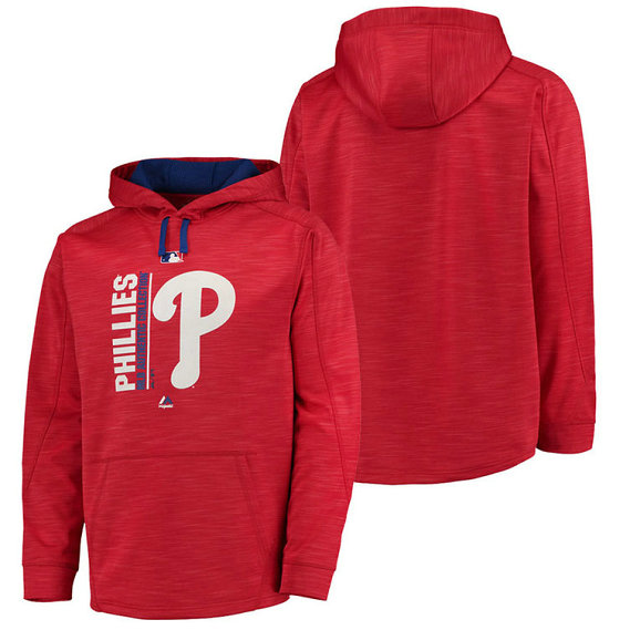 Phillies Authentic Collection Team Icon Streak Fleece Red Pullover Hoodie