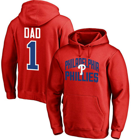 Philadelphia Phillies Father's Day Red #1 Dad Player Pullover Hoodie