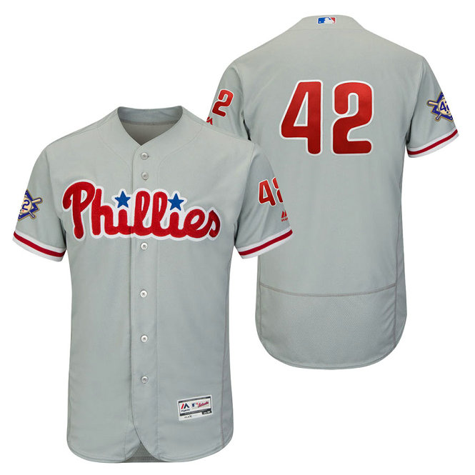 Philadelphia Phillies Gray Authentic Flex Base Jersey 2018 Jackie Robinson Day