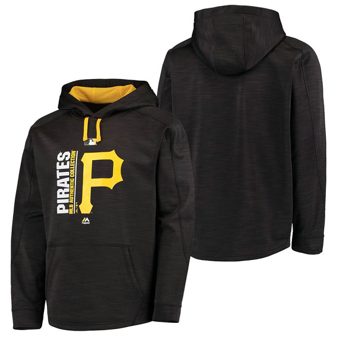 Pirates Authentic Collection Team Icon Streak Fleece Black Pullover Hoodie
