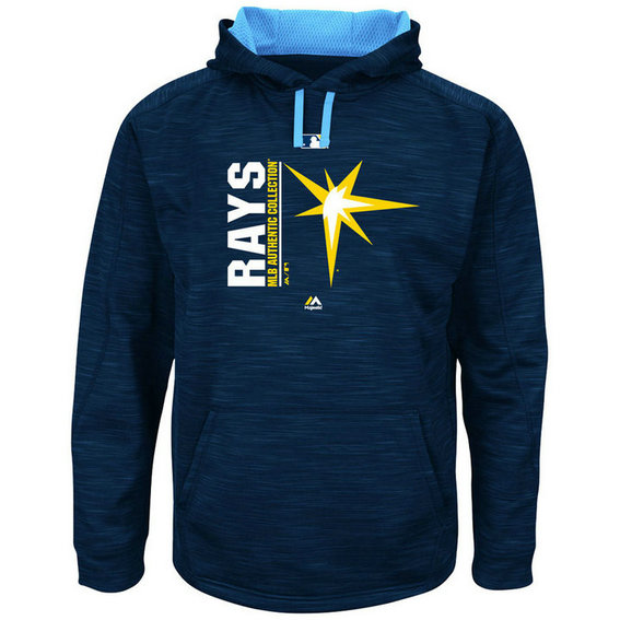 Rays Authentic Collection Team Icon Streak Fleece Navy Pullover Hoodie