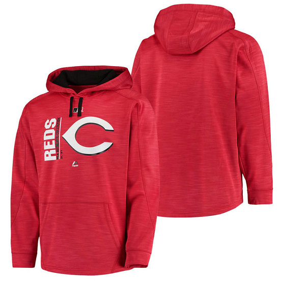Reds Authentic Collection Team Icon Streak Fleece Red Pullover Hoodie