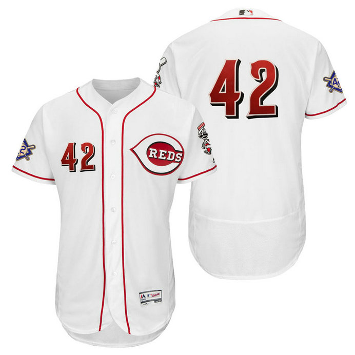 Cincinnati Reds White Authentic Flex Base Jersey 2018 Jackie Robinson Day Cincinnati Reds White Authentic Flex Base Jersey 2018 Jackie Robinson Day
