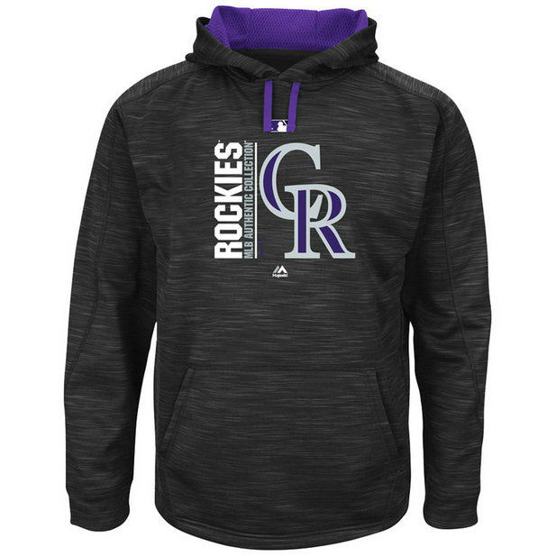 Colorado Rockies Authentic Collection Team Icon Streak Fleece Black Pullover Hoodie