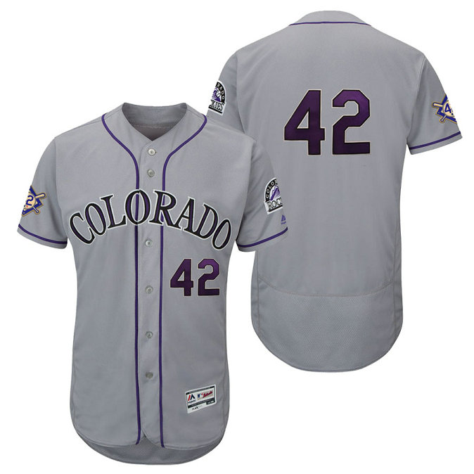 Colorado Rockies Gray Authentic Flex Base Jersey 2018 Jackie Robinson Day Colorado Rockies Gray Authentic Flex Base Jersey 2018 Jackie Robinson Day