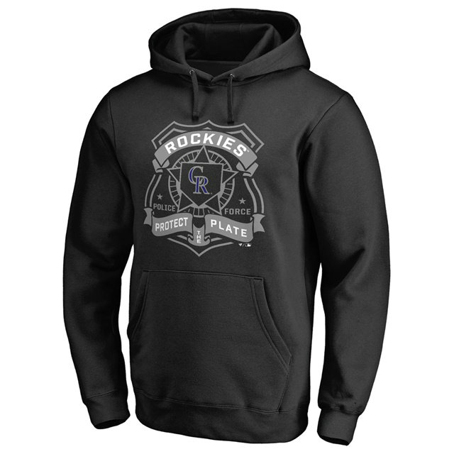 Colorado Rockies Police Badge Black Pullover Hoodie Colorado Rockies Police Badge Black Pullover Hoodie