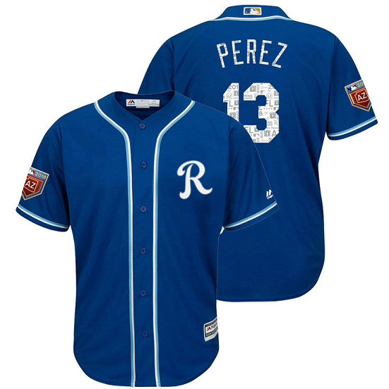 Kansas City Royals #13 Salvador Perez Royal 2018 Spring Training Cool Base Player Jersey